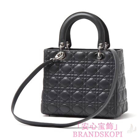 クリスチャンディオール/Christian Dior/ ロゴチャーム付きハンドバッグ(２ＷＡＹ仕様)/Lady Dior レディディオール /グレーcal4451 m830
