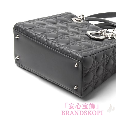 クリスチャンディオール/Christian Dior/ ロゴチャーム付きハンドバッグ(２ＷＡＹ仕様)/Lady Dior レディディオール /グレーcal4451 m830