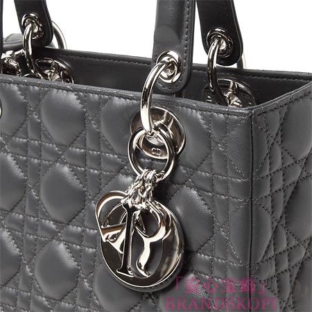 クリスチャンディオール/Christian Dior/ ロゴチャーム付きハンドバッグ(２ＷＡＹ仕様)/Lady Dior レディディオール /グレーcal4451 m830