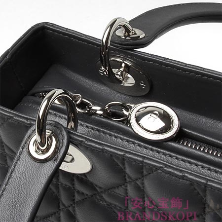 クリスチャンディオール/Christian Dior/ ロゴチャーム付きハンドバッグ(２ＷＡＹ仕様)/Lady Dior レディディオール /グレーcal4451 m830