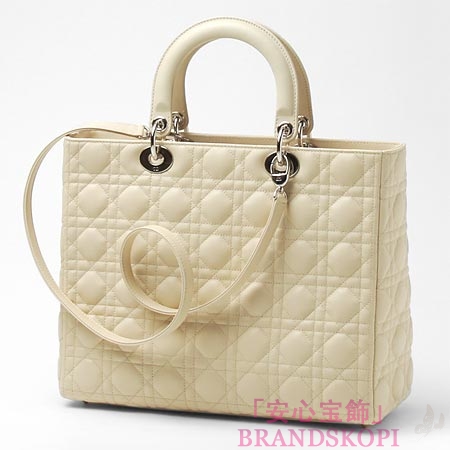 クリスチャンディオール/Christian Dior/ ロゴチャーム付きハンドバッグ(２ＷＡＹ仕様)/Lady Dior レディディオール /バニラcal44561 m814