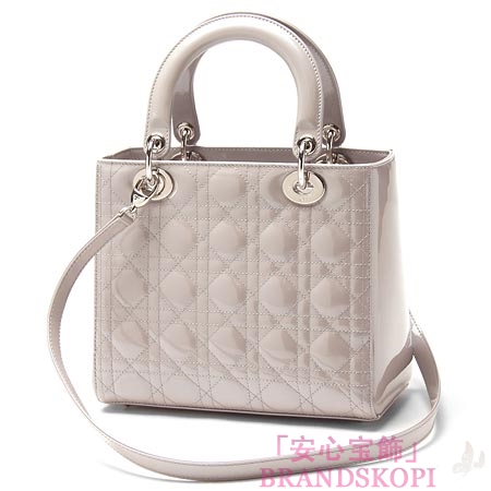 クリスチャンディオール/Christian Dior/ ロゴチャーム付きハンドバッグ(２ＷＡＹ仕様)/LADY DIOR レディディオール /グレイm0550pvrp 821