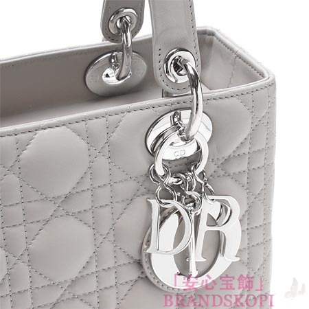 クリスチャンディオール/Christian Dior/ ハンドバッグ/LADY DIOR/ライトグレーcal44551 m821
