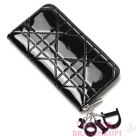 クリスチャンディオール/Christian Dior/ ロゴチャーム付き ラウンドファスナー 長財布/TUTTI/トゥッティ /ブラックs0047 pvdc 900