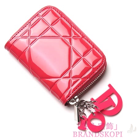 クリスチャンディオール/Christian Dior/ ロゴチャーム付き ラウンドファスナー コインケース/TUTTI MINI ZIP CAN CAL /レッドs0095 pvdc 271