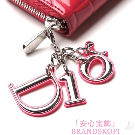 クリスチャンディオール/Christian Dior/ ロゴチャーム付き ラウンドファスナー コインケース/TUTTI MINI ZIP CAN CAL /レッドs0095 pvdc 271