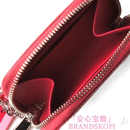 クリスチャンディオール/Christian Dior/ ロゴチャーム付き ラウンドファスナー コインケース/TUTTI MINI ZIP CAN CAL /レッドs0095 pvdc 271