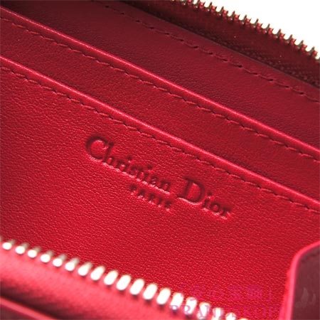 クリスチャンディオール/Christian Dior/ ロゴチャーム付き ラウンドファスナー コインケース/TUTTI MINI ZIP CAN CAL /レッドs0095 pvdc 271