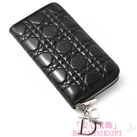 クリスチャンディオール/Christian Dior/ ラウンドファスナー 長財布/レディディオール/LADY DIOR /ブラックcal43047p noa3