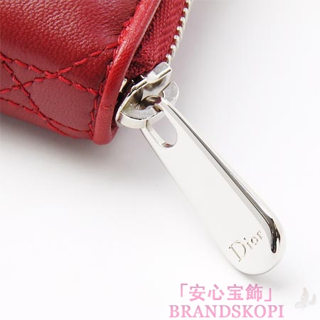 クリスチャンディオール/Christian Dior/ ラウンドファスナー 長財布/レディディオール/LADY DIOR /Rouge cal43047p m323
