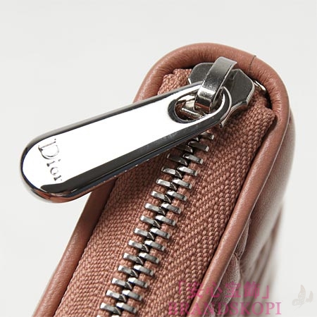 クリスチャンディオール/Christian Dior/ ラウンドファスナー 長財布[小銭入れ付き]/レディディオール LADY DIOR /オールドローズcal43047p m265