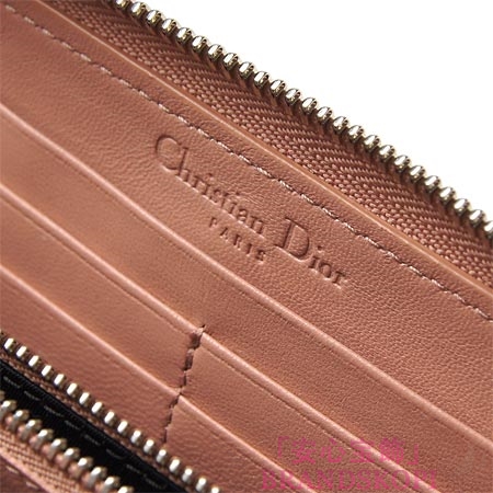 クリスチャンディオール/Christian Dior/ ラウンドファスナー 長財布[小銭入れ付き]/レディディオール LADY DIOR /オールドローズcal43047p m265