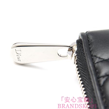 クリスチャンディオール/Christian Dior/ ラウンドファスナー 長財布/レディディオール/LADY DIOR /Noir cal43047p m900