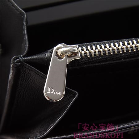 クリスチャンディオール/Christian Dior/ ラウンドファスナー 長財布/レディディオール/LADY DIOR /Noir cal43047p m900