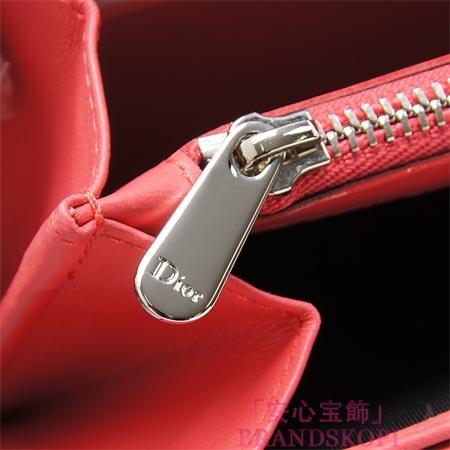 クリスチャンディオール/Christian Dior/ ラウンドファスナー 長財布/レディディオール/LADY DIOR /クリアコーラルcal43047p m318