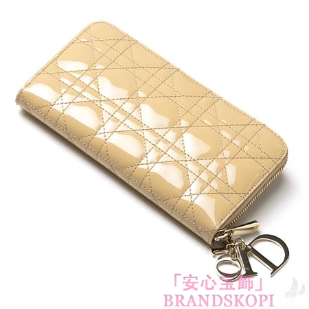 クリスチャンディオール/Christian Dior/ ラウンドファスナー長財布[小銭入れ付き]/LADY DIOR/レディディオール /Naturel vrb43047p m111u