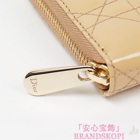 クリスチャンディオール/Christian Dior/ ラウンドファスナー長財布[小銭入れ付き]/LADY DIOR/レディディオール /Naturel vrb43047p m111u