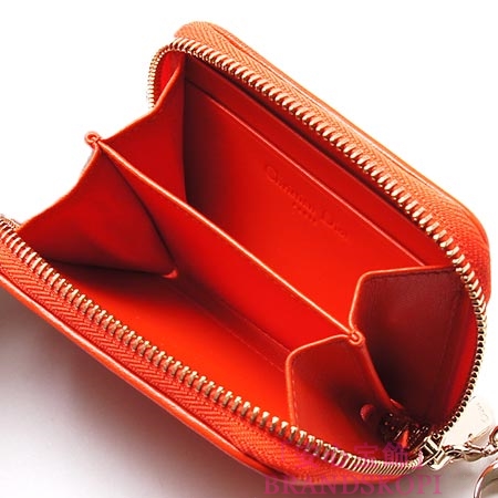 クリスチャンディオール/Christian Dior/ ロゴチャーム付き ラウンドファスナー コインケース/LADY DIOR/レディディオール /Orange vif cal43095p m672u