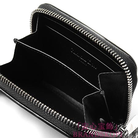 クリスチャンディオール/Christian Dior/ ロゴチャーム付き ラウンドファスナー コインケース/LADY DIOR/レディディオール /Noir cal43095p n0a3u