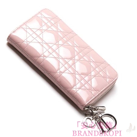 クリスチャンディオール/Christian Dior/ ラウンドファスナー長財布[小銭入れ付き]/LADY DIOR/レディディオール /Rose clair vrb43047p m414u
