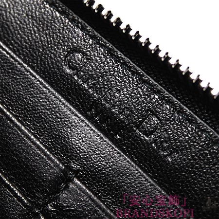 クリスチャンディオール/Christian Dior/ ロゴチャーム付き ラウンドジップ 長財布 /ブラック×クロームシルバーvrb43047p n0a3