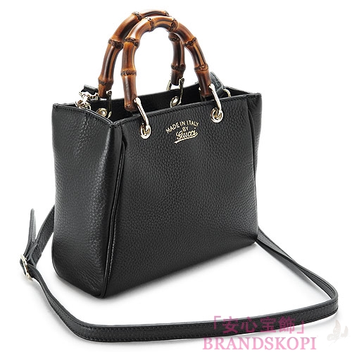 グッチ ハンドバッグ GUCCI 2WAY ショルダーバッグ BORSA BAMBOO SHOPPER/バンブー レザー ブラック 368823 A7M0G 1000