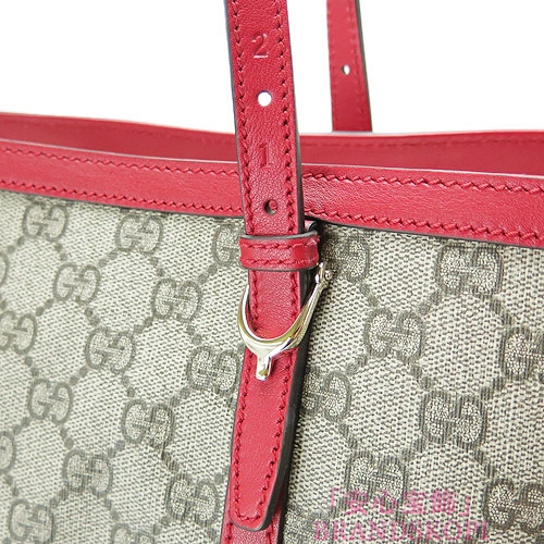 グッチ トートバッグ GUCCI ショルダーバッグ BORSA GUCCI NICE/グッチニース PVC キャンバス ベージュ×ハイビスカスレッド 309613 KGD6G 9778