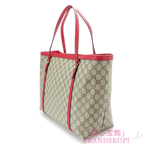 グッチ トートバッグ GUCCI ショルダーバッグ BORSA GUCCI NICE/グッチニース PVC キャンバス ベージュ×ハイビスカスレッド 309613 KGD6G 9778