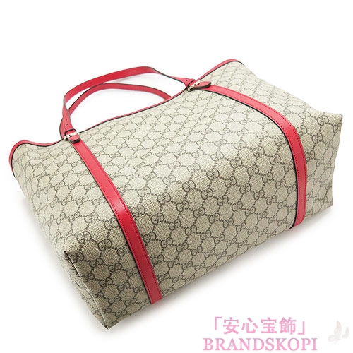 グッチ トートバッグ GUCCI ショルダーバッグ BORSA GUCCI NICE/グッチニース PVC キャンバス ベージュ×ハイビスカスレッド 309613 KGD6G 9778