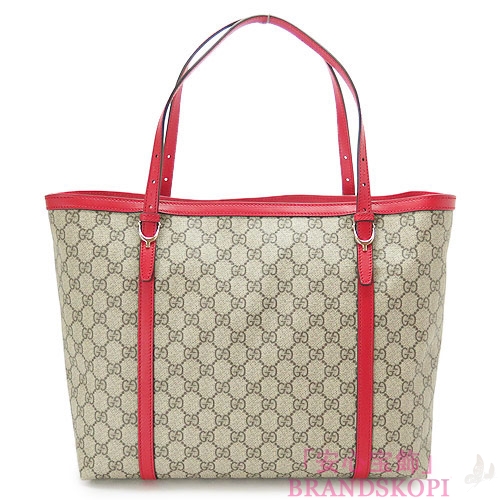グッチ トートバッグ GUCCI ショルダーバッグ BORSA GUCCI NICE/グッチニース PVC キャンバス ベージュ×ハイビスカスレッド 309613 KGD6G 9778