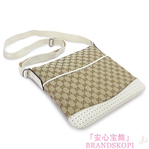 グッチ ショルダーバッグ GUCCI メッセンジャーバッグ GG柄キャンバス ベージュ×オフホワイト 145857 FW99R 9761/PK2