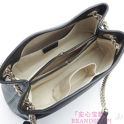 グッチ トートバッグ GUCCI チェーンショルダーバッグ BORSA SOHO/ソーホー タッセル レザー ブラック 387043 A7M0G 1000