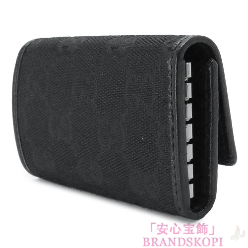 グッチ キーケース GUCCI 6連 METAL BAR/メタルバー ロゴプレート GG柄キャンバス ブラック 127048 F40IR 1000