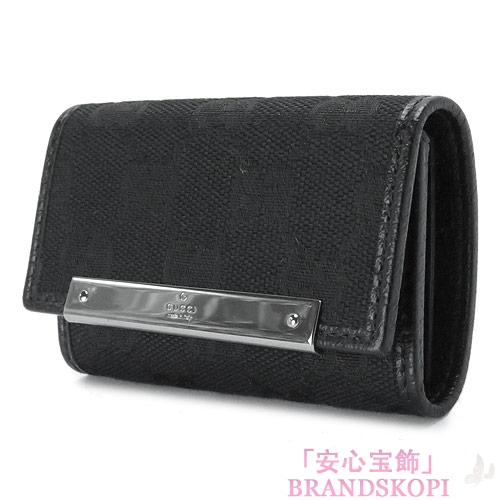 グッチ キーケース GUCCI 6連 METAL BAR/メタルバー ロゴプレート GG柄キャンバス ブラック 127048 F40IR 1000