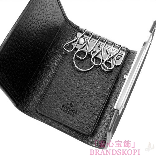 グッチ キーケース GUCCI 6連 METAL BAR/メタルバー ロゴプレート GG柄キャンバス ブラック 127048 F40IR 1000
