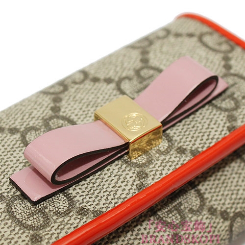 グッチ キーケース GUCCI 6連フック 『2016年春夏新作』BOWY/ボウイ リボン GGスプリームキャンバス ベージュ×オレンジ 388682 KLQUG 8426