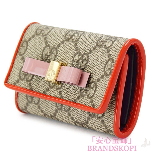 グッチ キーケース GUCCI 6連フック 『2016年春夏新作』BOWY/ボウイ リボン GGスプリームキャンバス ベージュ×オレンジ 388682 KLQUG 8426