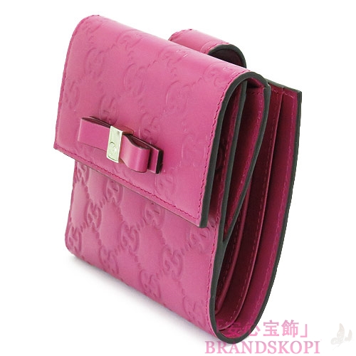 グッチ 折財布 GUCCI 財布 Wホック 『2016年春夏新作』BOWY/ボウイ リボン GG柄 レザー ピンク 406925 CWC1G 5594