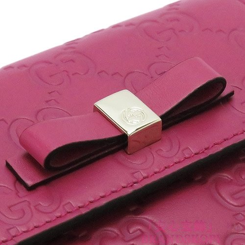 グッチ 折財布 GUCCI 財布 Wホック 『2016年春夏新作』BOWY/ボウイ リボン GG柄 レザー ピンク 406925 CWC1G 5594