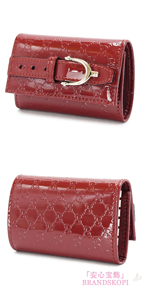 グッチ キーケース GUCCI 6連キーケース GUCCI NICE/グッチニース マイクログッチシマ パテントレザー ダークレッド 309759 AV13G 6227