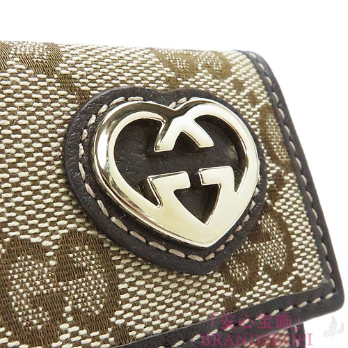 グッチ キーケースGUCCI ラブリー ハートGGオーナメント GG柄キャンバス ベージュ×ブラウン 257217 FAFXG 9643