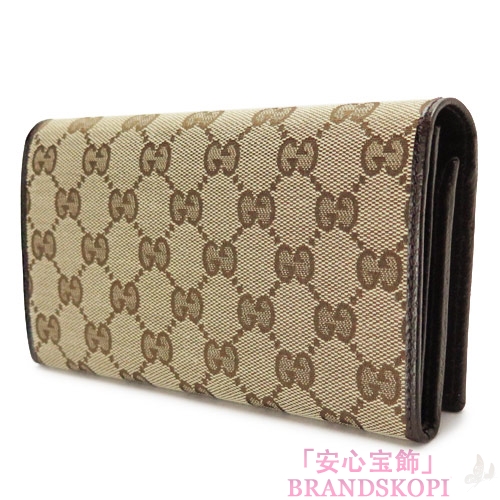 グッチ 長財布 GUCCI 財布 二つ折りフラップ METAL BAR/メタルバー GGキャンバス ベージュ×ダークブラウン 244946 F40IR 9643