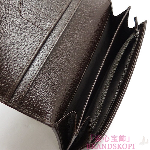 グッチ 長財布 GUCCI 財布 二つ折りフラップ METAL BAR/メタルバー GGキャンバス ベージュ×ダークブラウン 244946 F40IR 9643