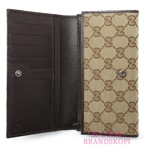 グッチ 長財布 GUCCI 財布 二つ折りフラップ METAL BAR/メタルバー GGキャンバス ベージュ×ダークブラウン 244946 F40IR 9643