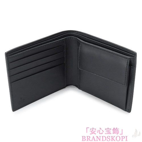 グッチ 折財布 GUCCI 二つ折り メンズ財布 エラスティックウェブ レザー ブラック 406470 AP0XN 1060