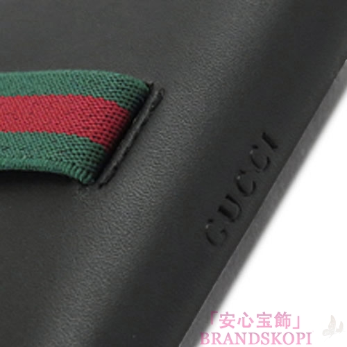 グッチ 折財布 GUCCI 二つ折り メンズ財布 エラスティックウェブ レザー ブラック 406470 AP0XN 1060