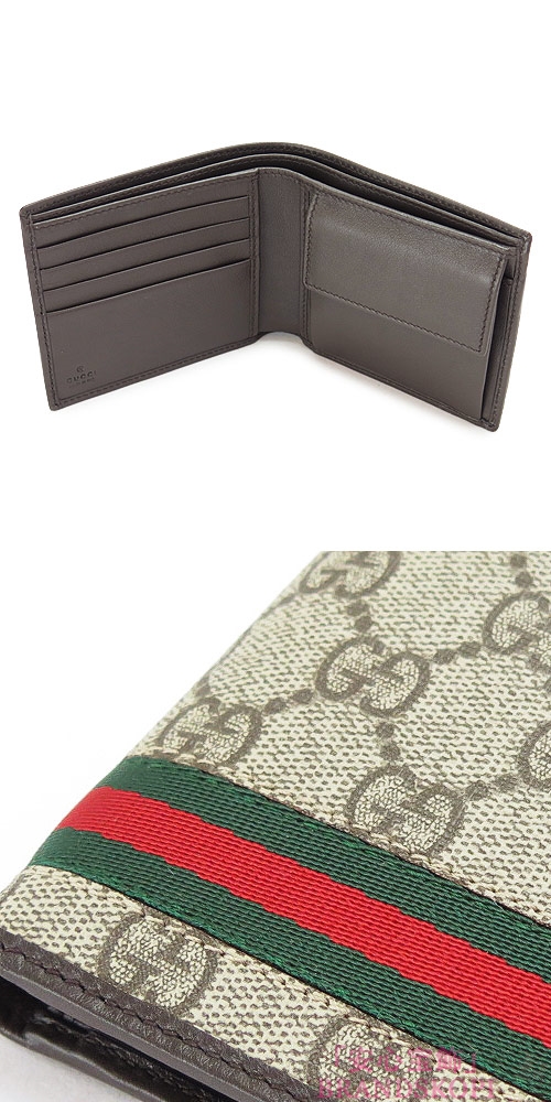 グッチ 折財布 GUCCI 二つ折り GGスプリーム キャンバス ベージュ×ダークブラウン 365493 KGD8R 9791