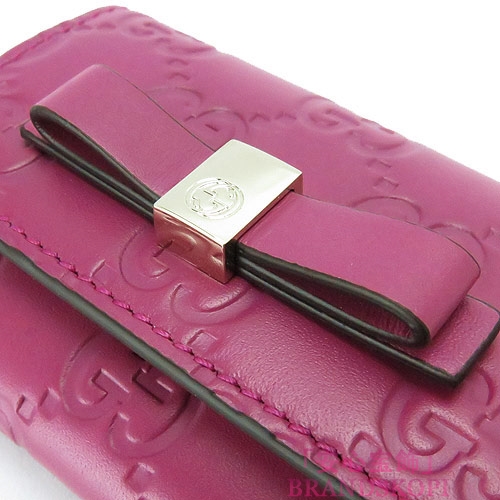 グッチ キーケース GUCCI 6連フック 『2016年春夏新作』BOWY/ボウイ リボン グッチシマ GG柄 レザー ピンク 388682 CWC1G 5594