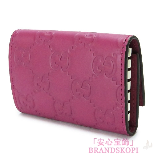 グッチ キーケース GUCCI 6連フック 『2016年春夏新作』BOWY/ボウイ リボン グッチシマ GG柄 レザー ピンク 388682 CWC1G 5594