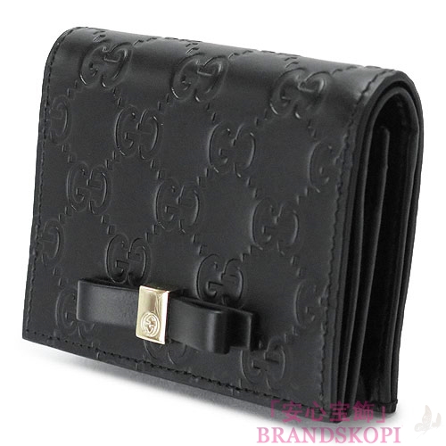 グッチ カードケース GUCCI 名刺入れ 『2016年春夏新作』BOWY/ボウイ リボン GG柄 型押しレザー ブラック 406924 CWC1G 1000